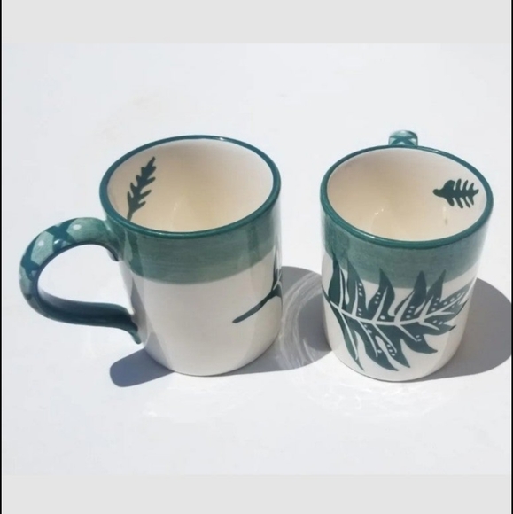 ❌️SOLD❌️ VTG Lot of 2 Fern Mug by Kauhale Living Hawaii Fern Stoneware Cups - Picture 3 of 4
